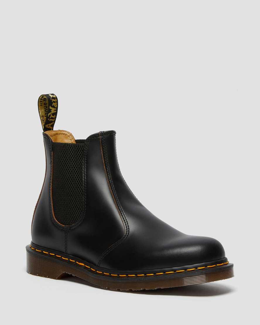 schwarze dr. martens 2976 vintage chelsea boots für herren hergestellt in england