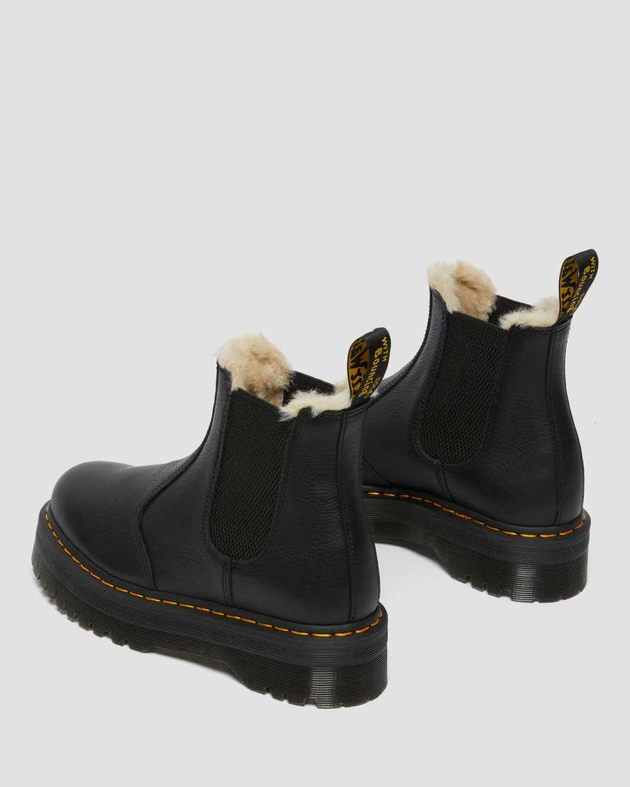 schwarze dr. martens 2976 chelsea boots mit kunstfellfutter und plateau für herren