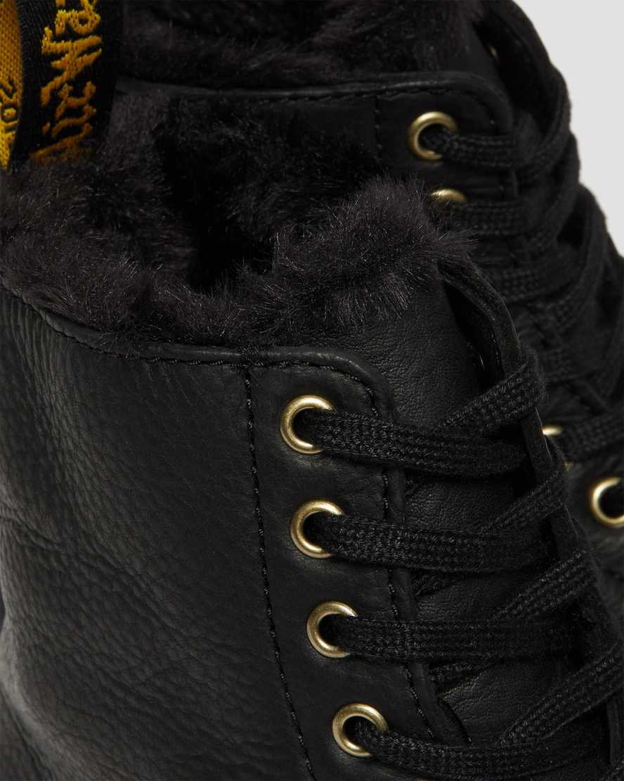 schwarze dr. martens 1460 pascal herren-schnürstiefel mit kunstfellfutter