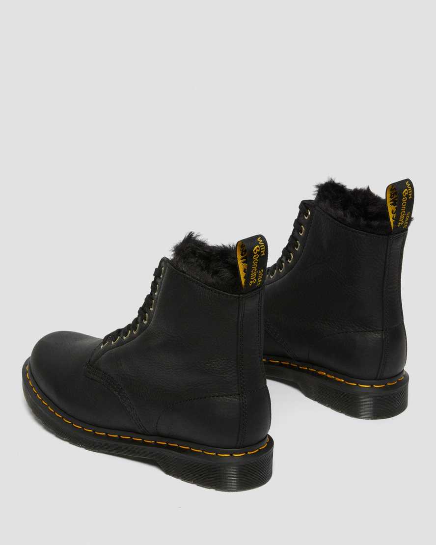 schwarze dr. martens 1460 pascal herren-schnürstiefel mit kunstfellfutter