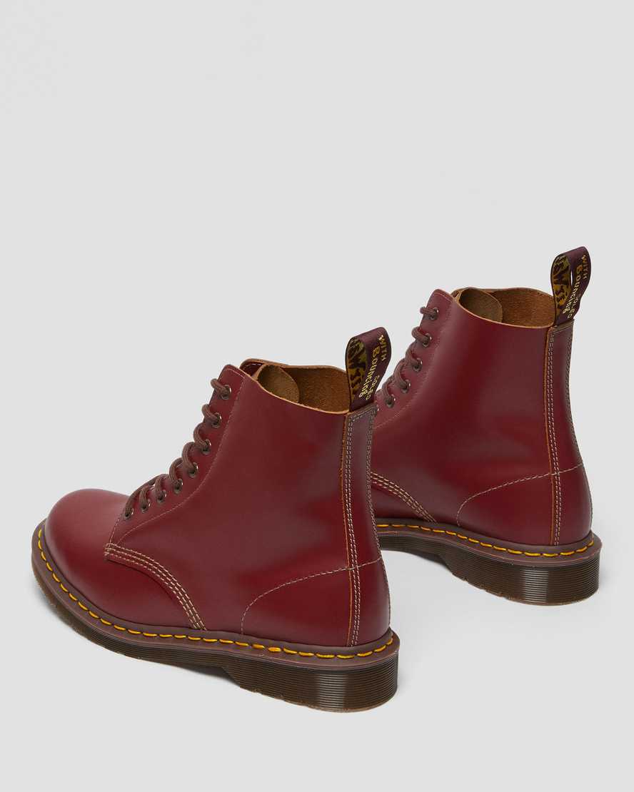 rote dr. martens 1460 vintage herren-schnürstiefel hergestellt in england