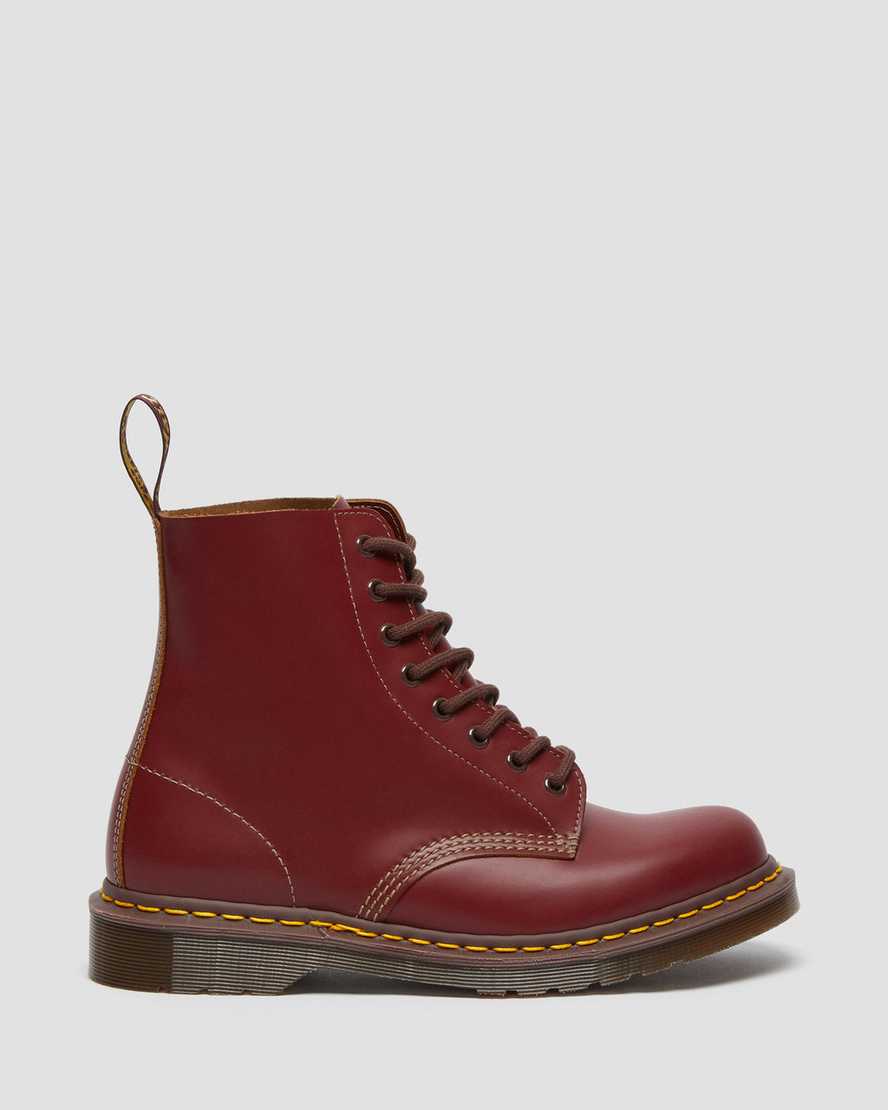 rote dr. martens 1460 vintage herren-schnürstiefel hergestellt in england