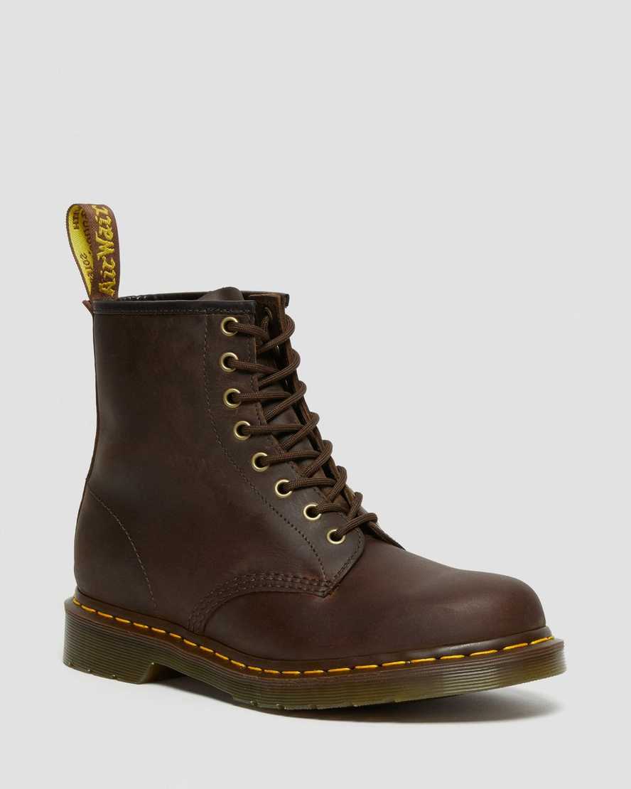 braune dr. martens 1460 crazy horse herren-schnürstiefel