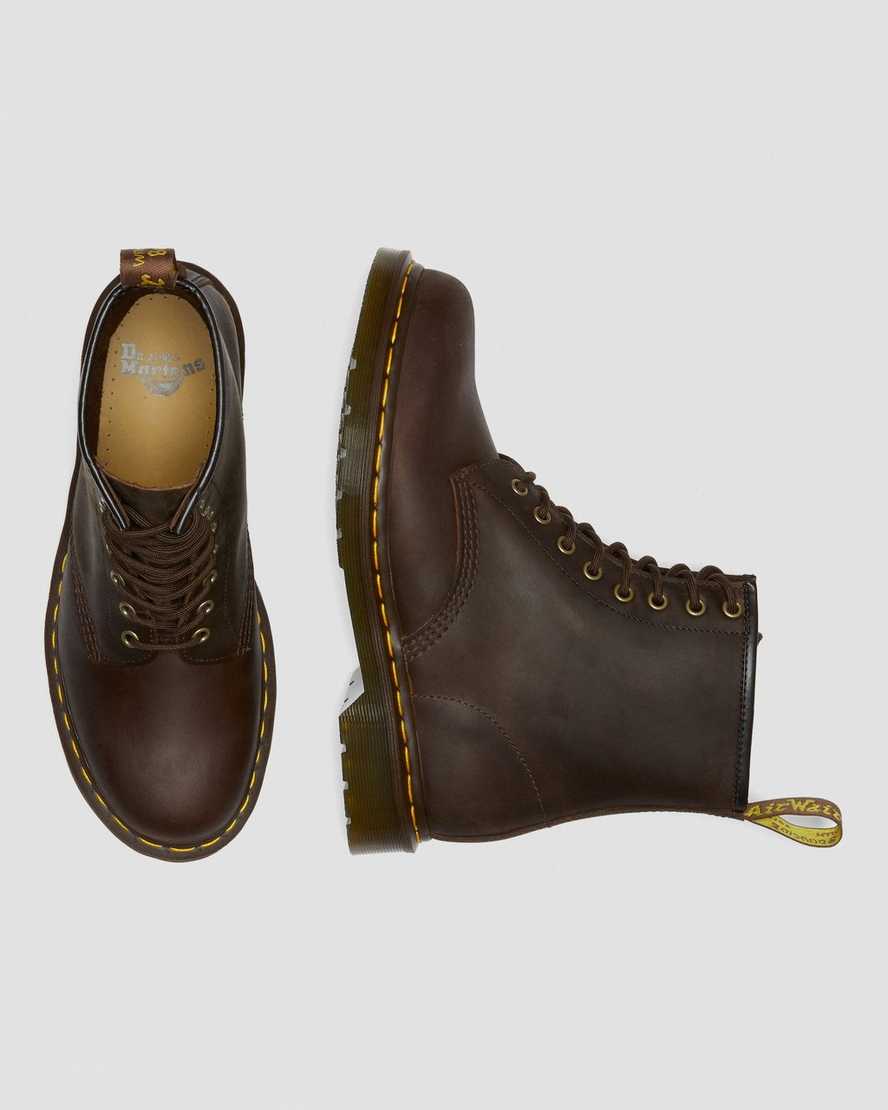 braune dr. martens 1460 crazy horse herren-schnürstiefel