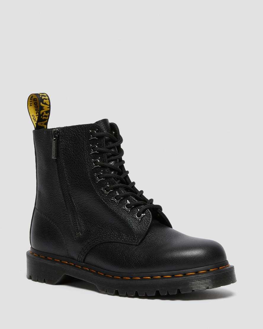 schwarze dr. martens 1460 pascal zip tumbled herren-schnürstiefel