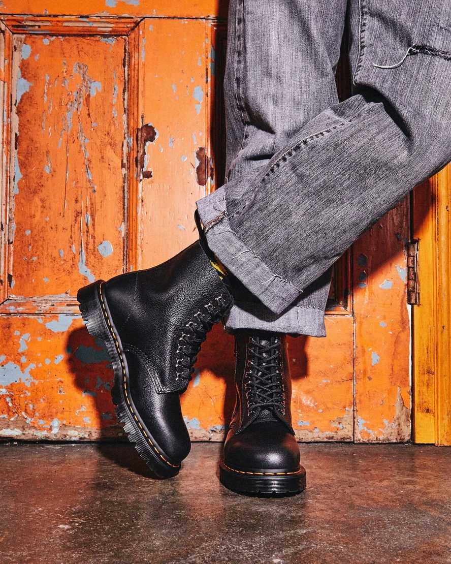schwarze dr. martens 1460 pascal zip tumbled herren-schnürstiefel