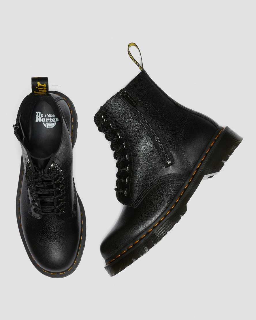 schwarze dr. martens 1460 pascal zip tumbled herren-schnürstiefel