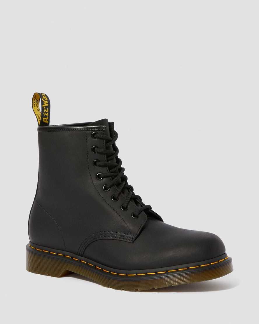 schwarze dr. martens 1460 greasy herren-schnürstiefel
