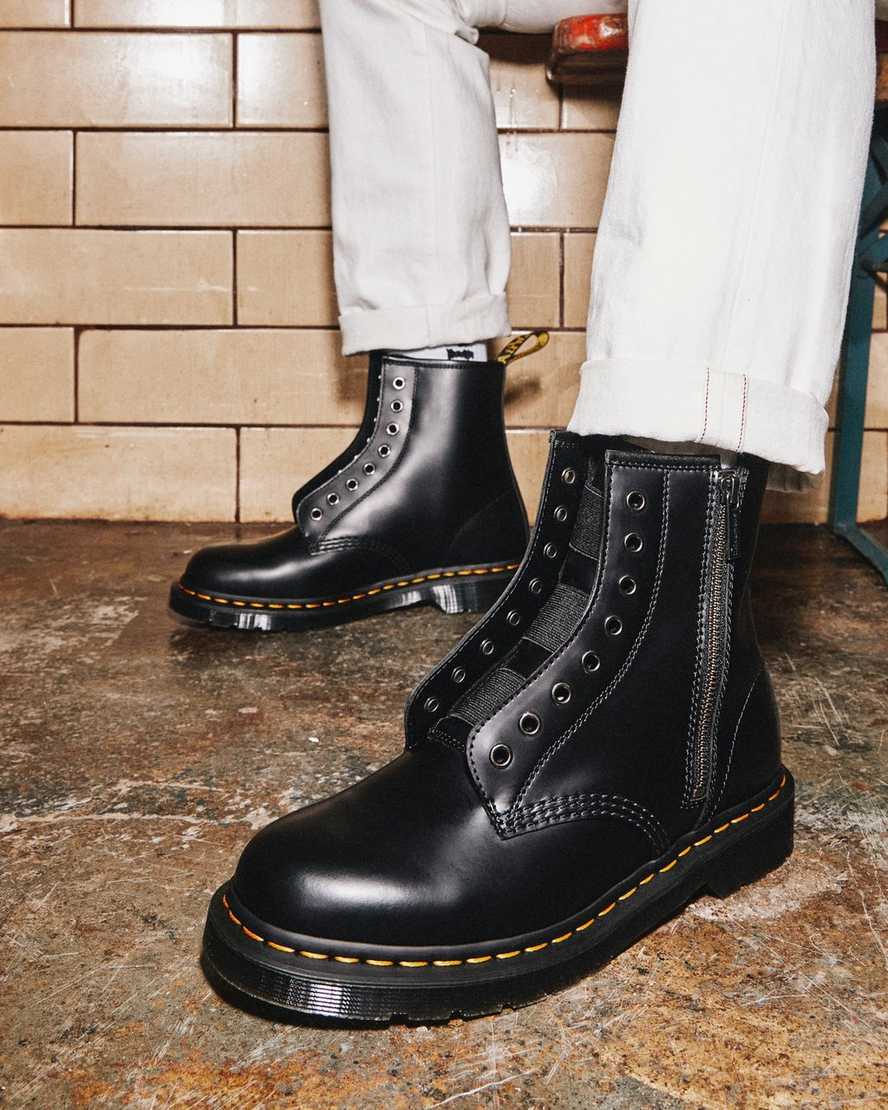 schwarze dr. martens 1460 elastic smooth herren-schnürstiefel