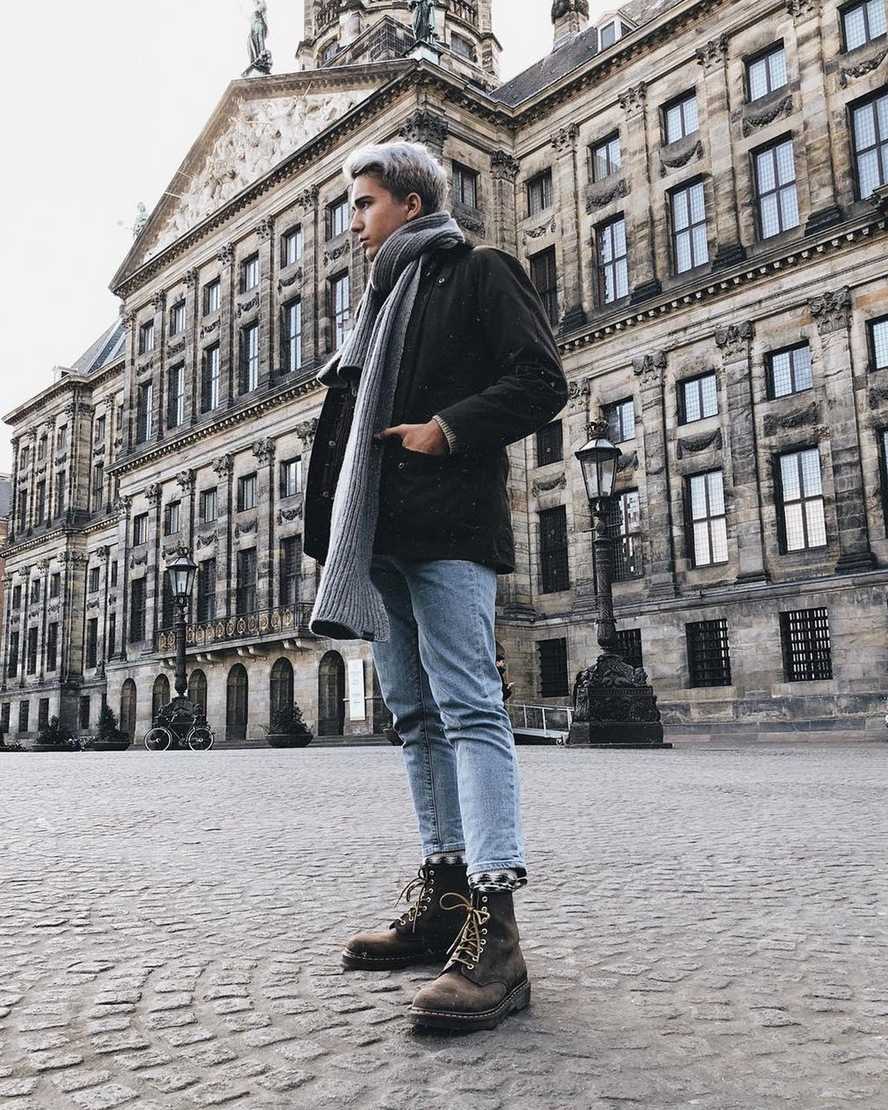 braune dr. martens 1460 crazy horse herren-schnürstiefel
