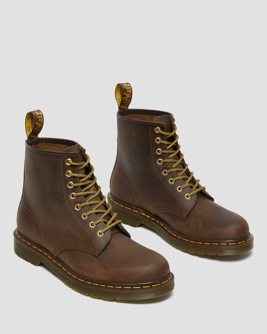 braune dr. martens 1460 crazy horse herren-schnürstiefel