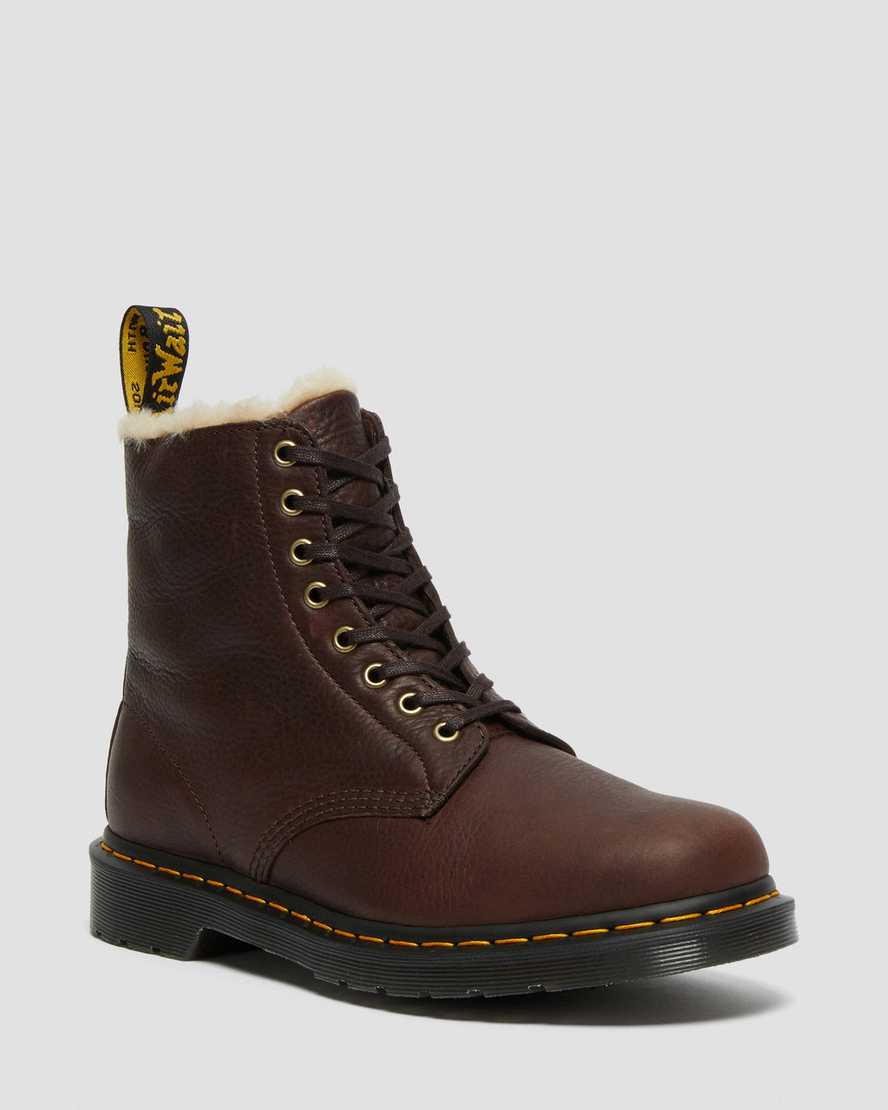 braune dr. martens 1460 pascal herrenstiefel mit kunstfellfutter