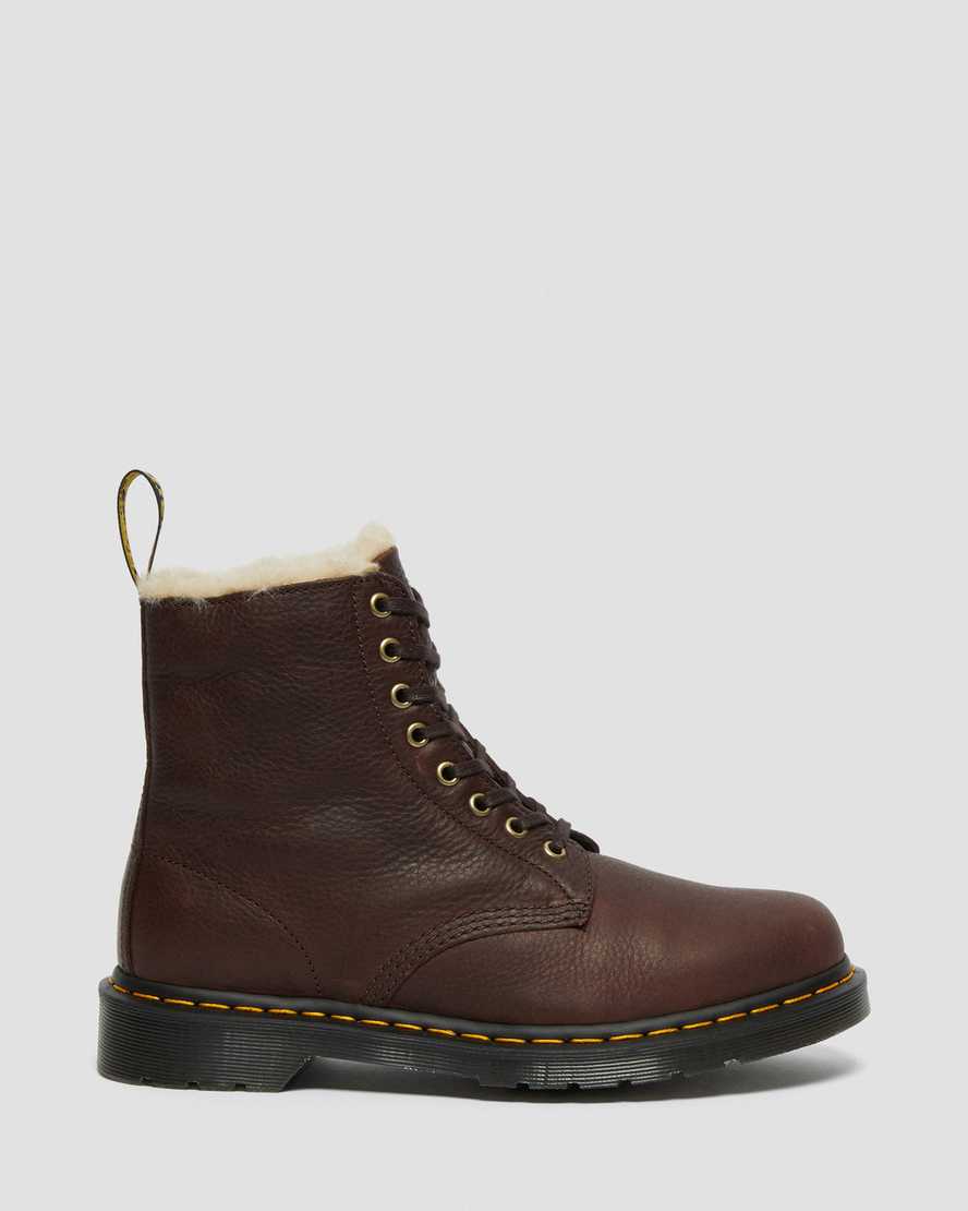 braune dr. martens 1460 pascal herrenstiefel mit kunstfellfutter