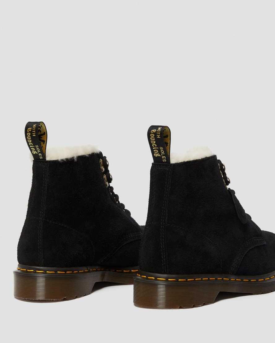 schwarze dr. martens 101 herrenstiefel mit shearling-futter