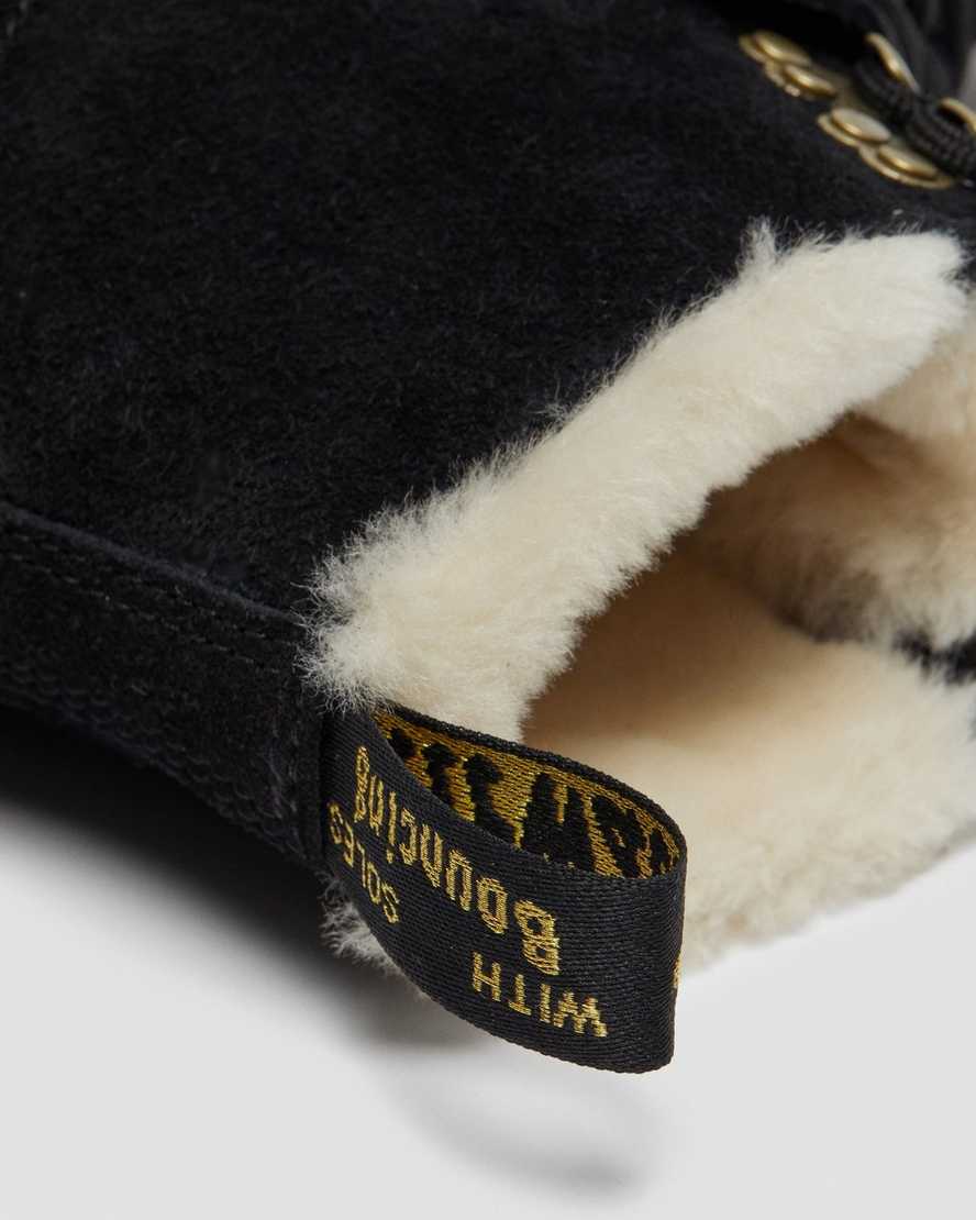 schwarze dr. martens 101 herrenstiefel mit shearling-futter