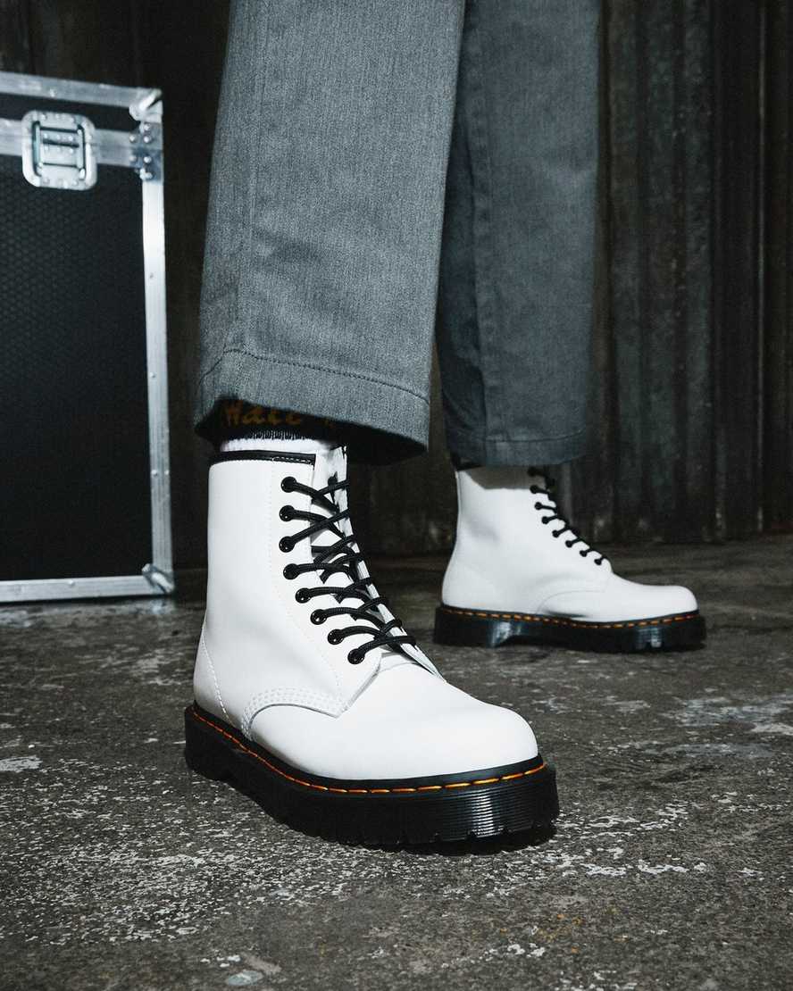 weiße dr. martens 1460 bex smooth herren-plateaustiefel