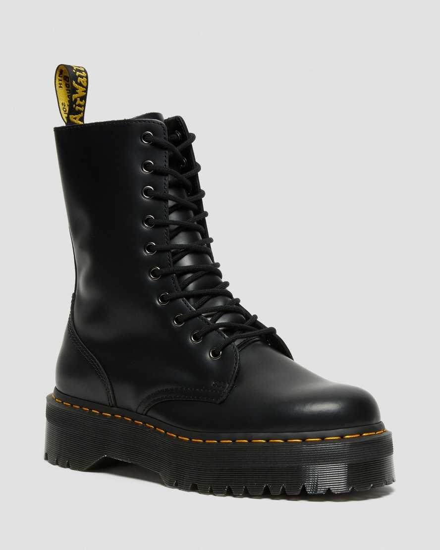schwarze dr. martens jadon hi smooth herren-plateaustiefel