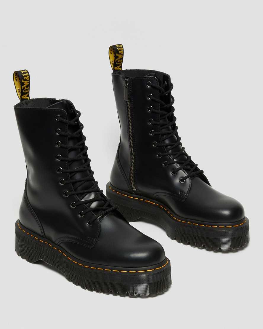schwarze dr. martens jadon hi smooth herren-plateaustiefel