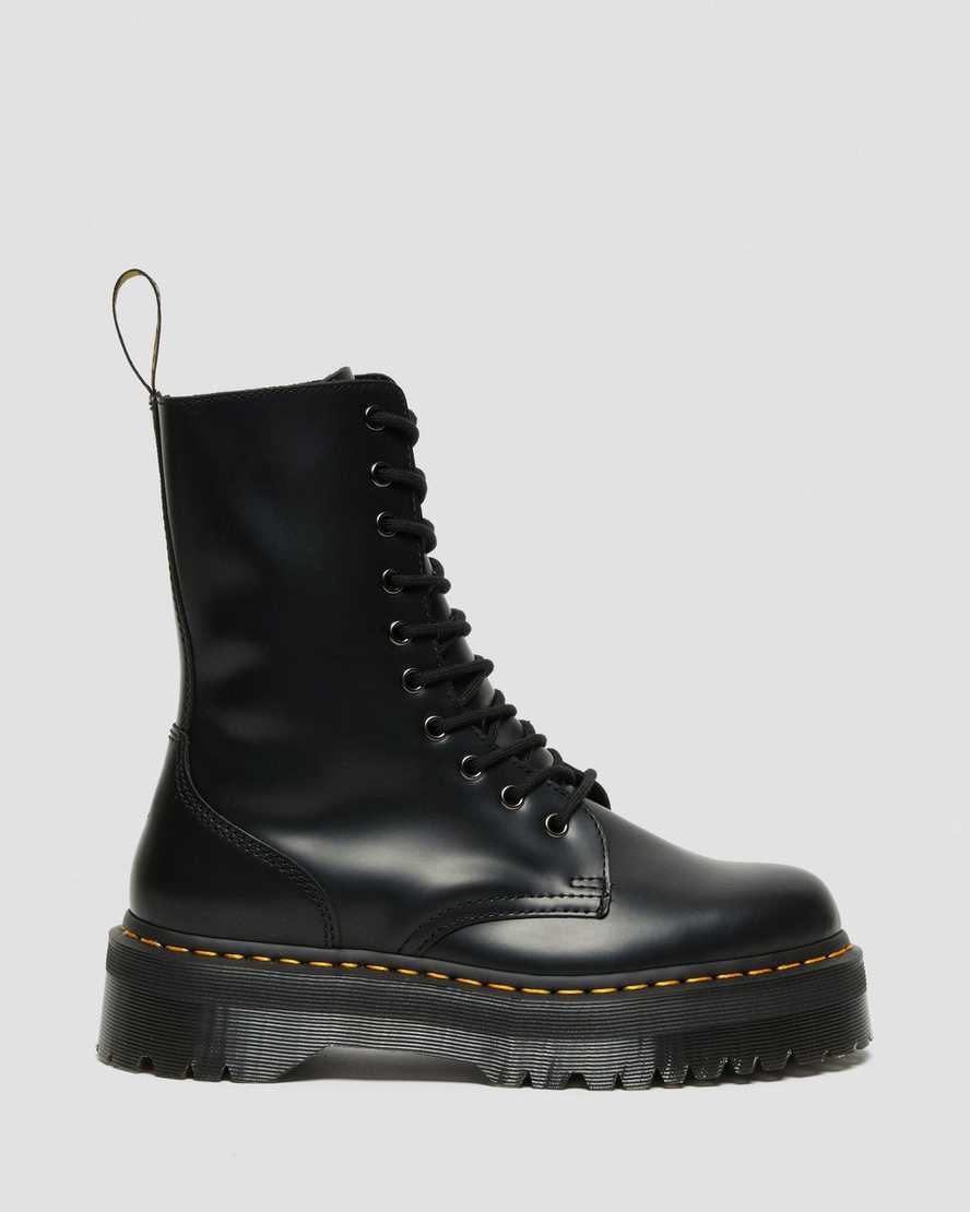 schwarze dr. martens jadon hi smooth herren-plateaustiefel