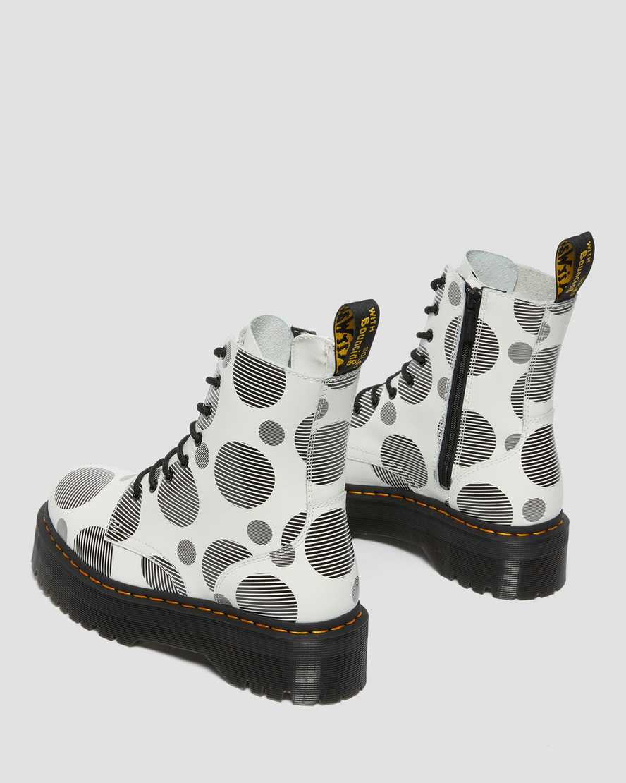 weiße dr. martens jadon polka dot glatte herren-plateaustiefel