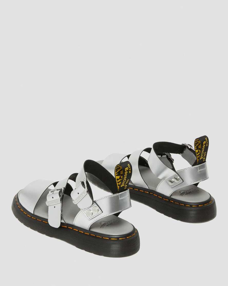 silberne dr. martens gryphon metallic herren-gladiator-sandalen