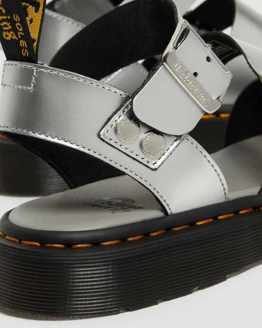 silberne dr. martens gryphon metallic herren-gladiator-sandalen