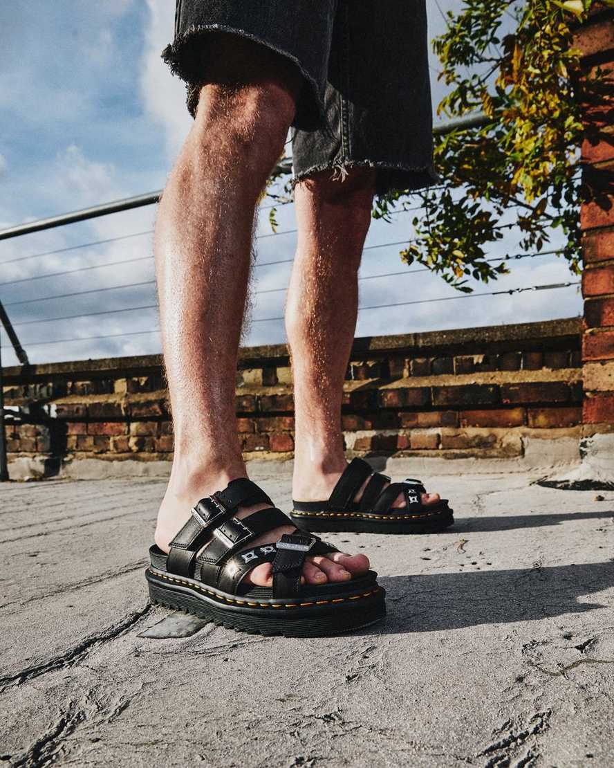 schwarze dr. martens ryker ii herren-sandalen mit riemen