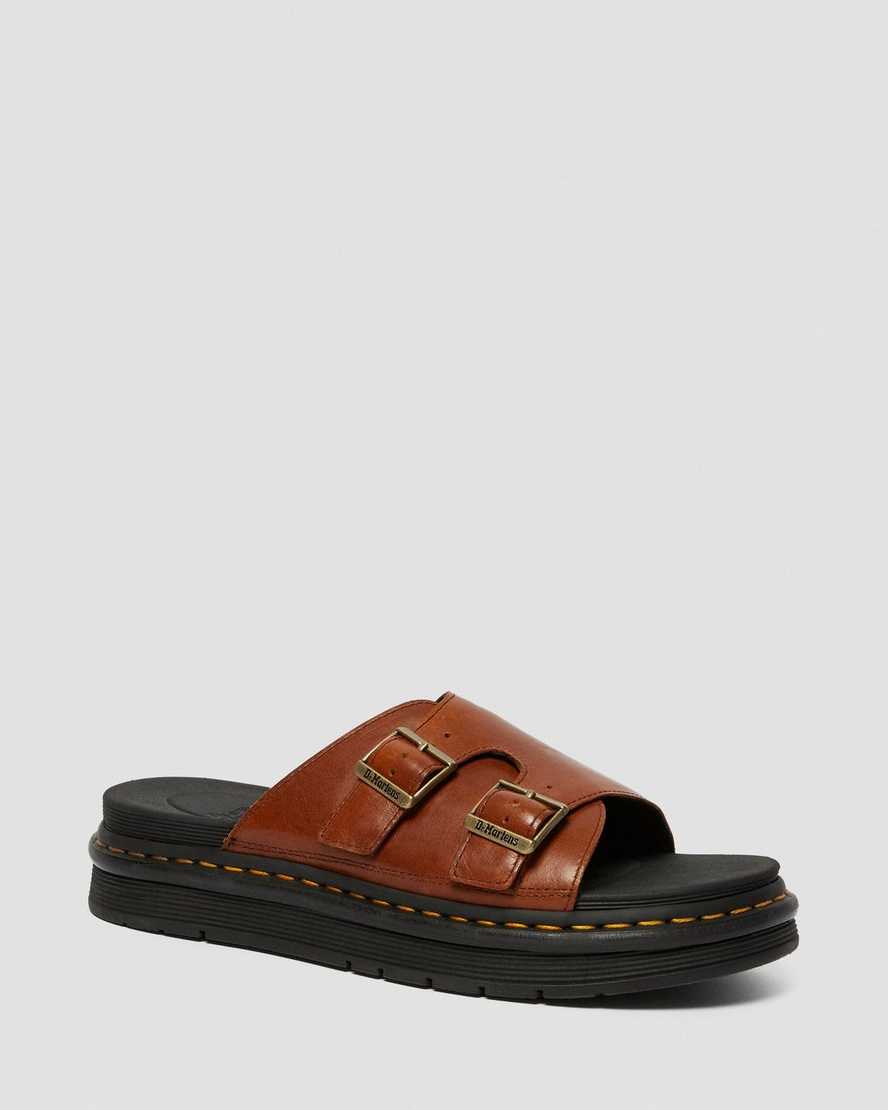 hellbraune dr. martens dax luxor herren-sandalen
