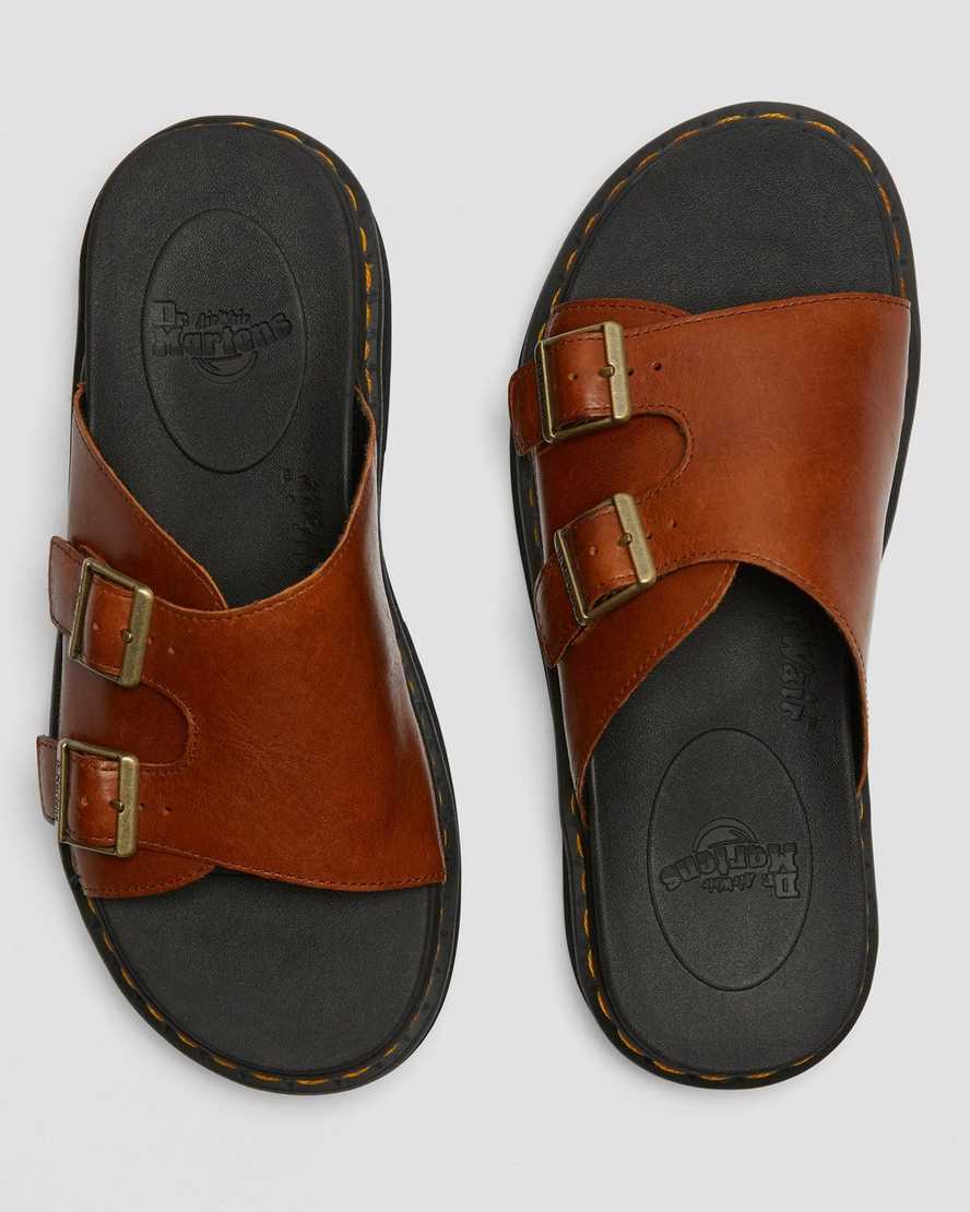 hellbraune dr. martens dax luxor herren-sandalen