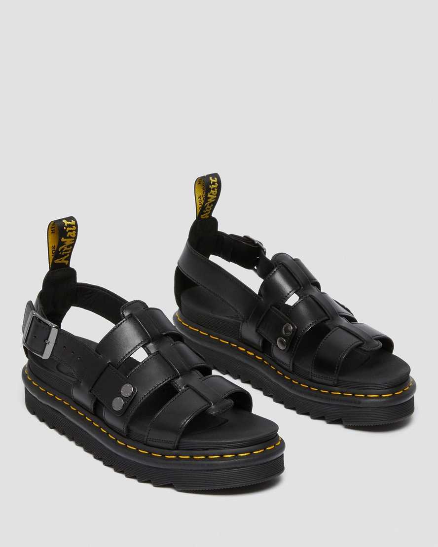 schwarze dr. martens terry herren-riemensandalen