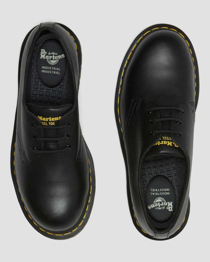 schwarze dr. martens 1461 herren-freizeitschuhe mit rutschfester stahlkappe