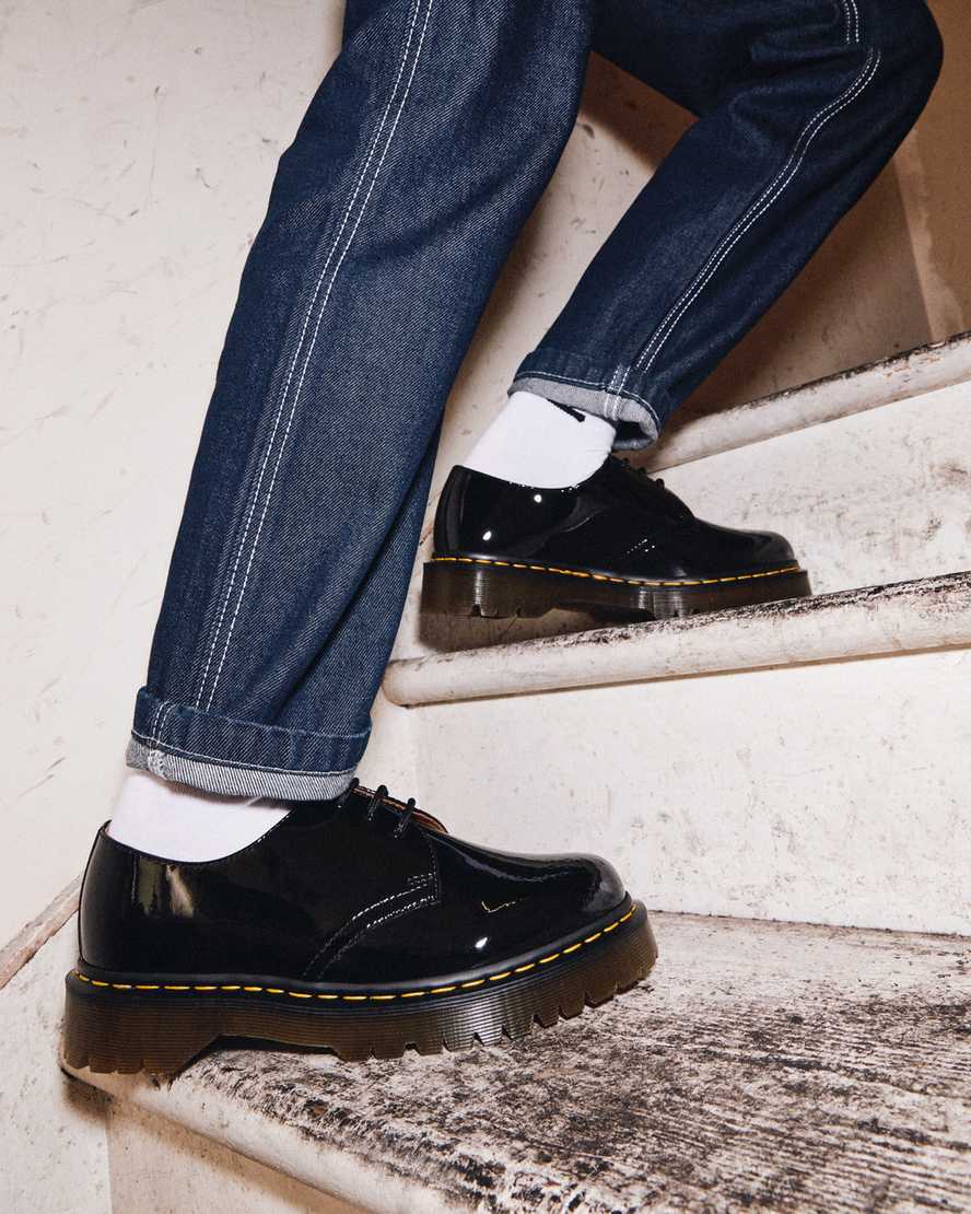 schwarze dr. martens 1461 bex lackleder-herrenschuhe