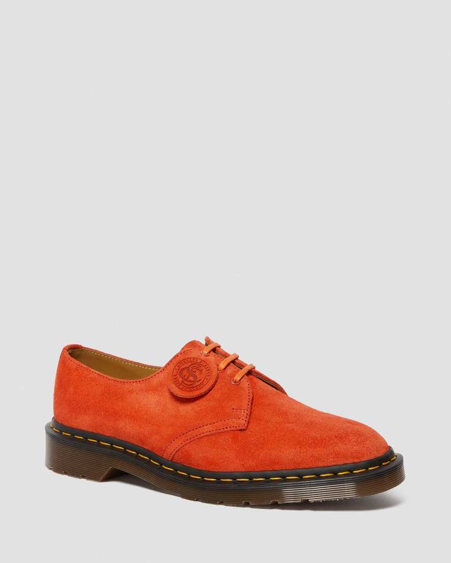 orangefarbene dr. martens 1461 herren-oxfordschuhe hergestellt in england