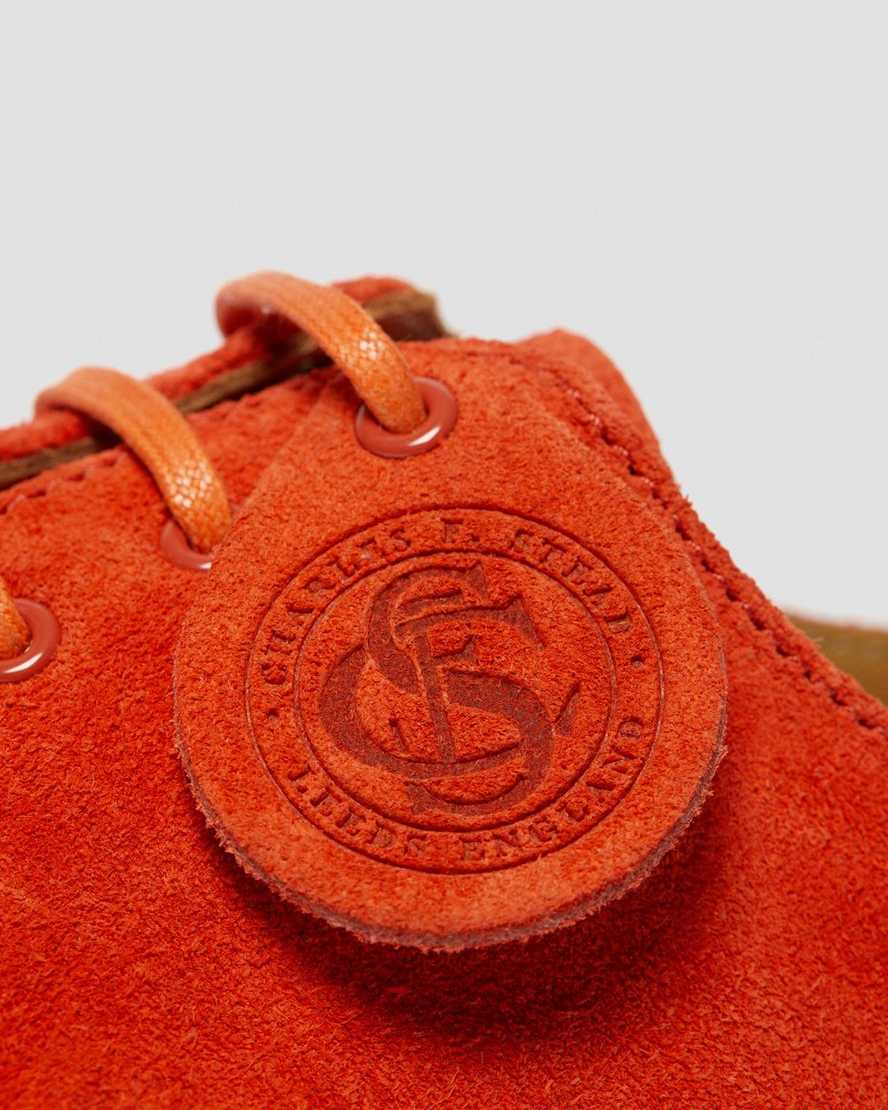 orangefarbene dr. martens 1461 herren-oxfordschuhe hergestellt in england