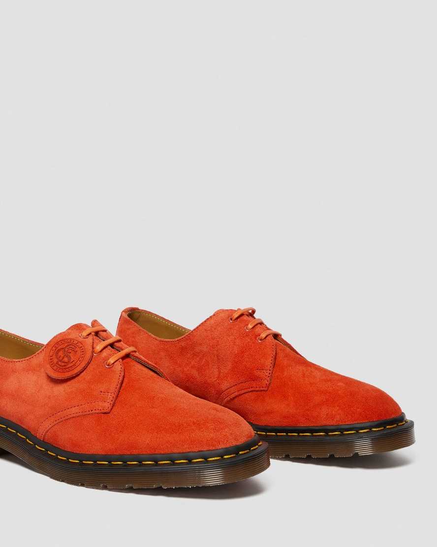 orangefarbene dr. martens 1461 herren-oxfordschuhe hergestellt in england