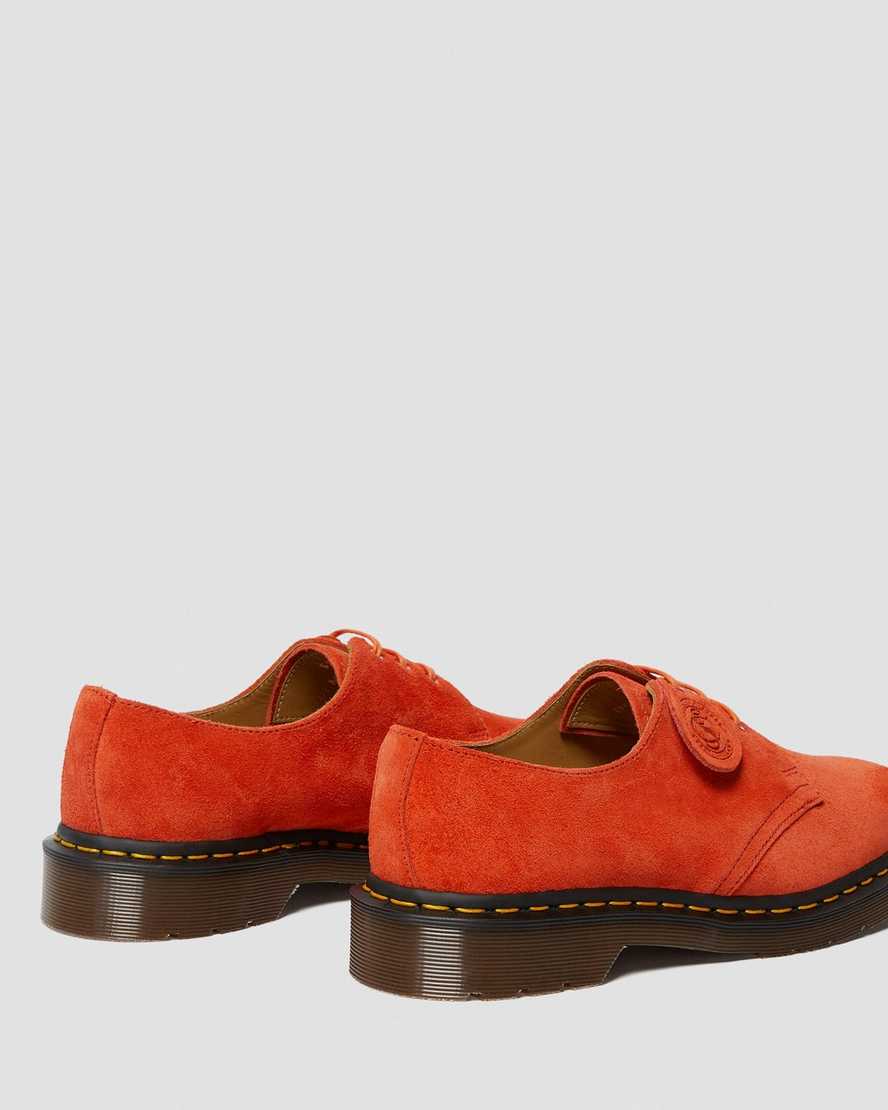 orangefarbene dr. martens 1461 herren-oxfordschuhe hergestellt in england