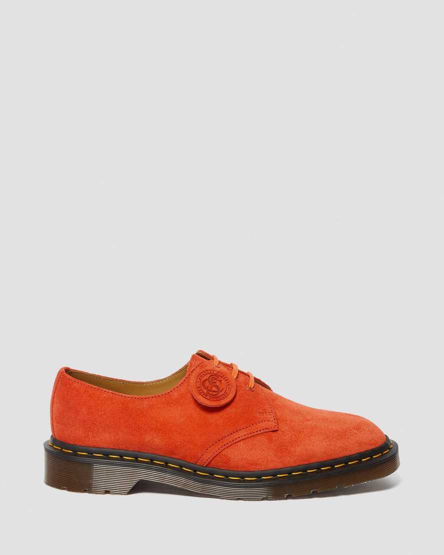 orangefarbene dr. martens 1461 herren-oxfordschuhe hergestellt in england