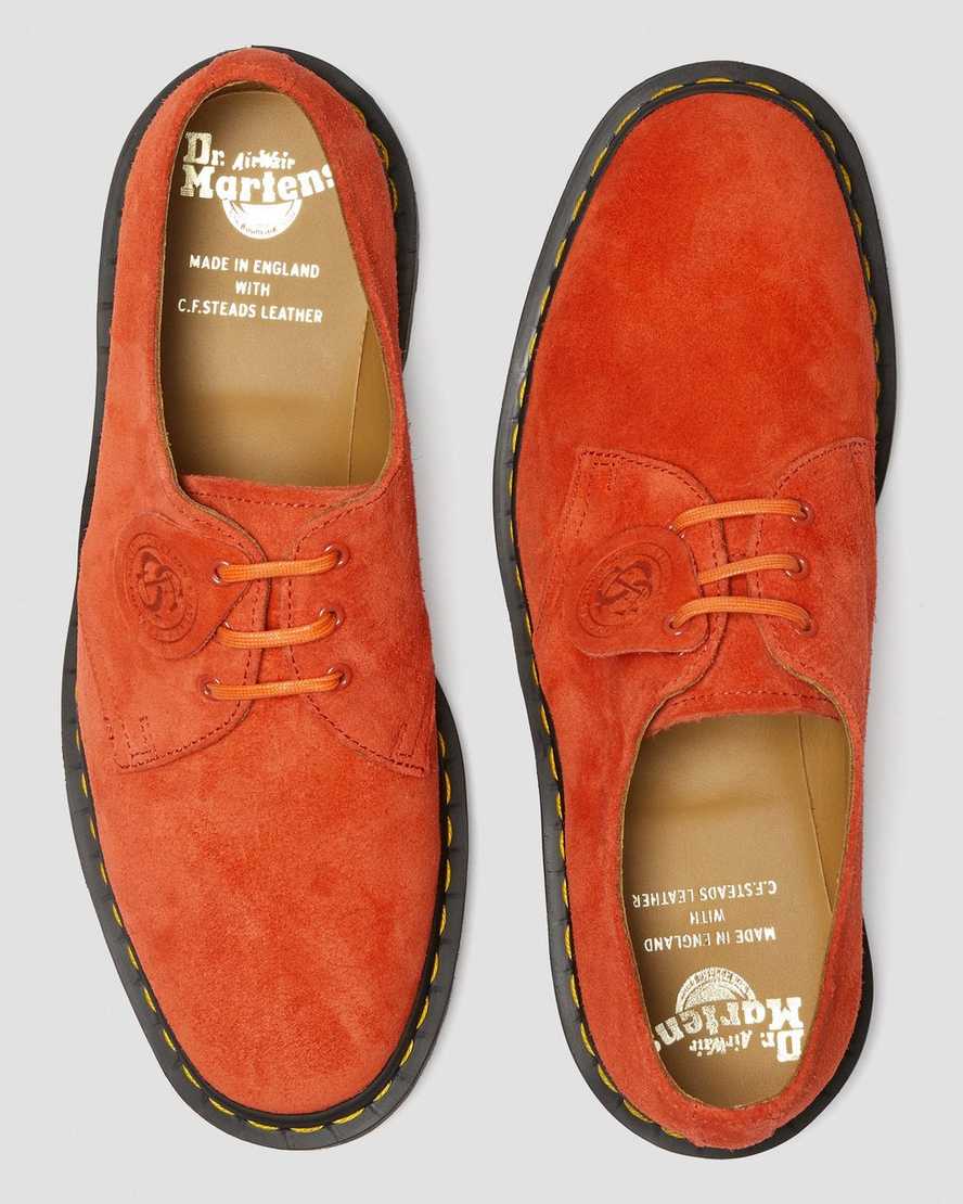 orangefarbene dr. martens 1461 herren-oxfordschuhe hergestellt in england