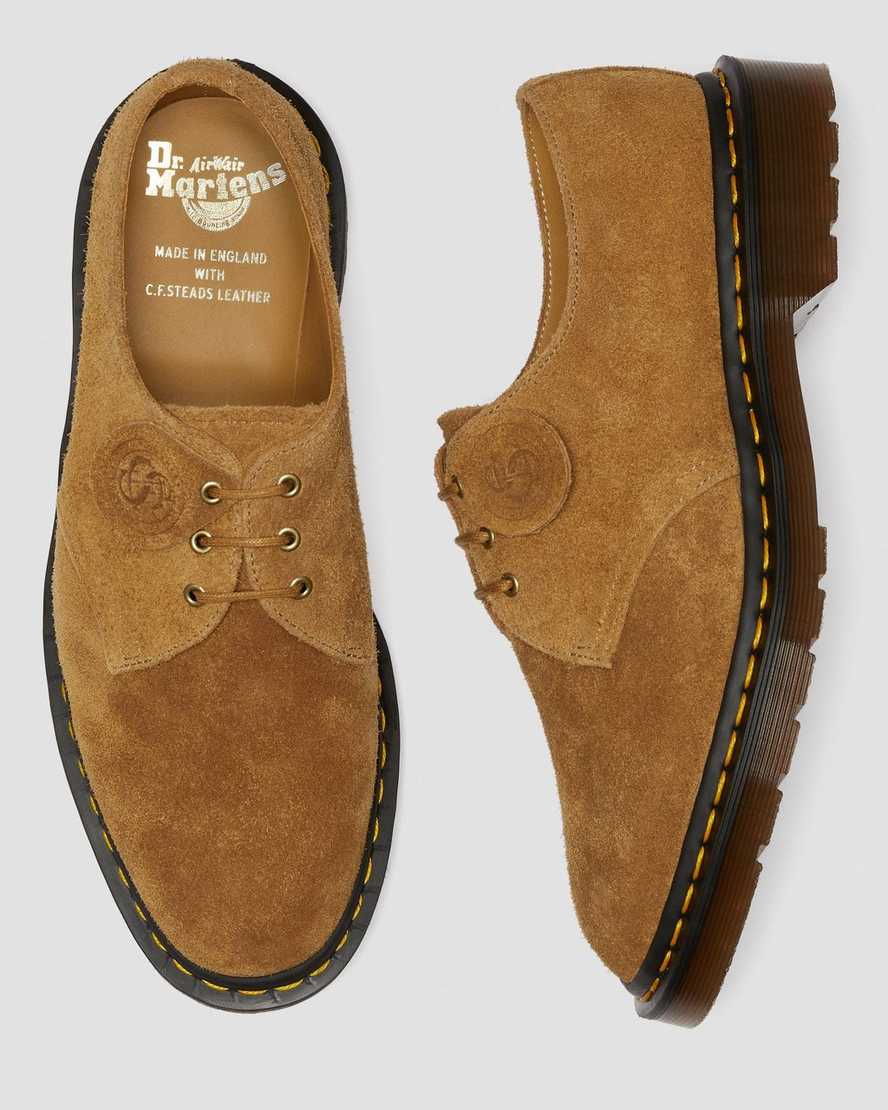 braune dr. martens 1461 herren-oxfordschuhe hergestellt in england