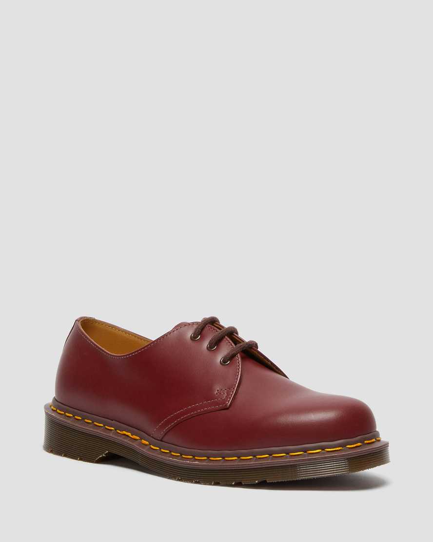 rote dr. martens 1461 vintage herren-oxfordschuhe hergestellt in england