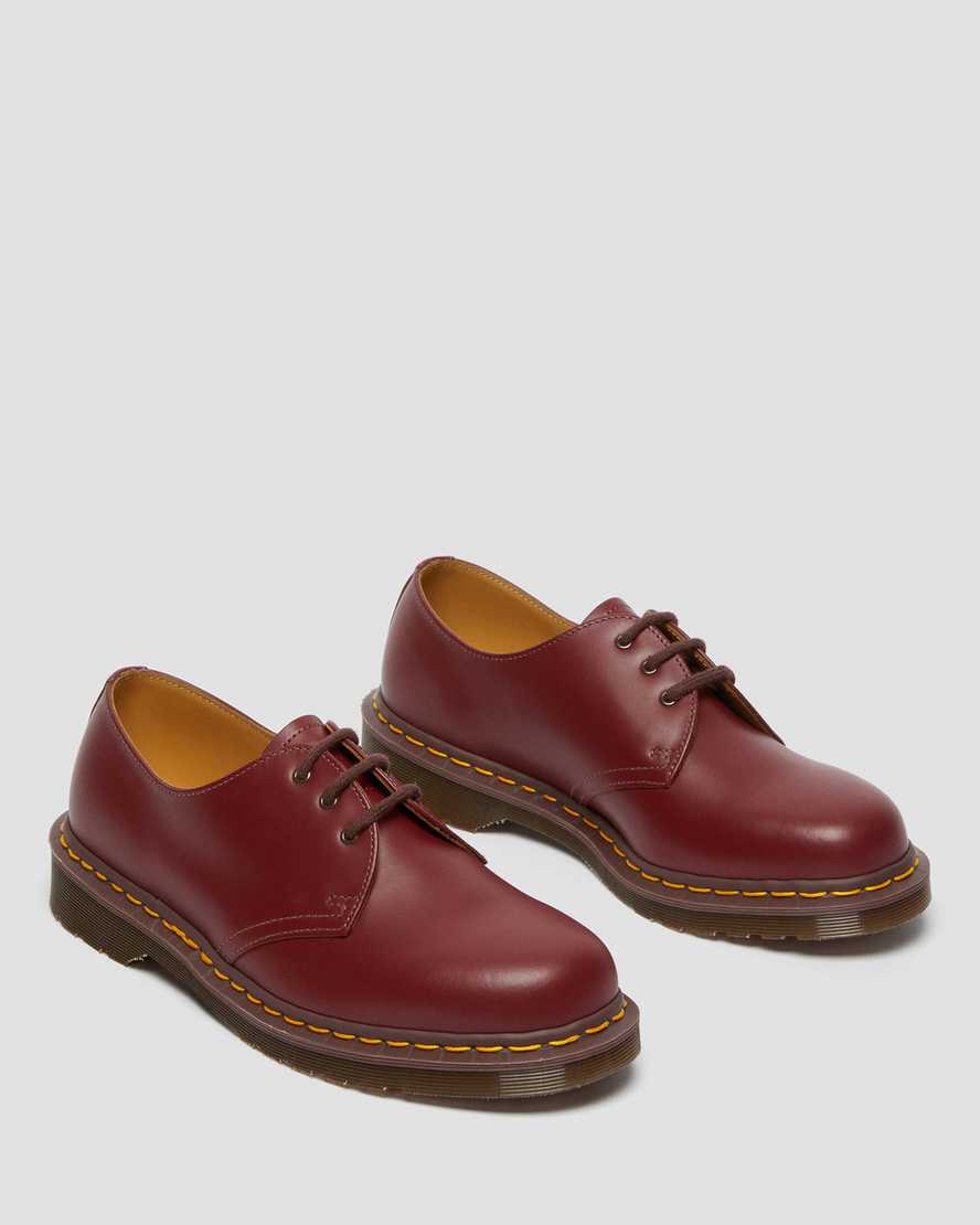 rote dr. martens 1461 vintage herren-oxfordschuhe hergestellt in england