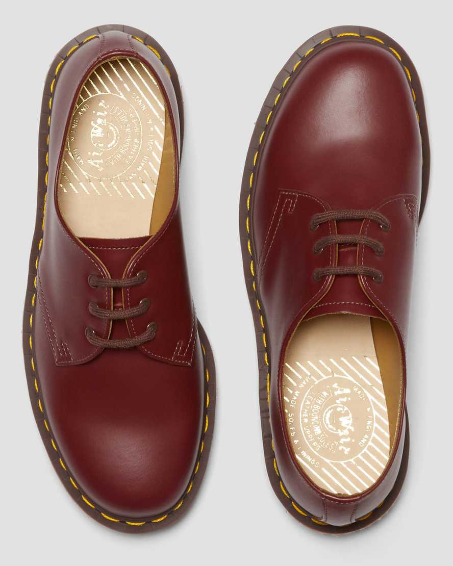 rote dr. martens 1461 vintage herren-oxfordschuhe hergestellt in england