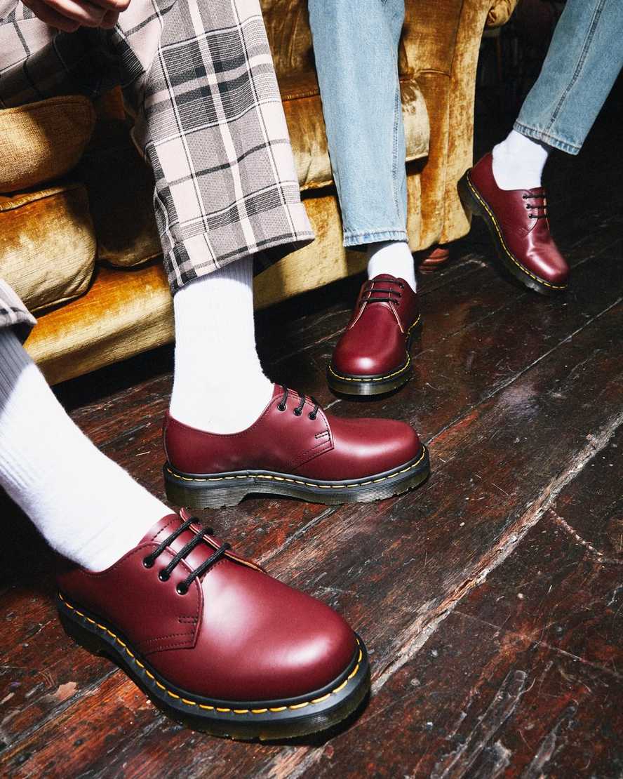 rote dr. martens 1461 glatte herren-oxfordschuhe
