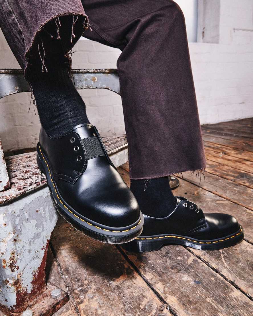schwarze dr. martens 1461 elastic smooth herren-oxfordschuhe