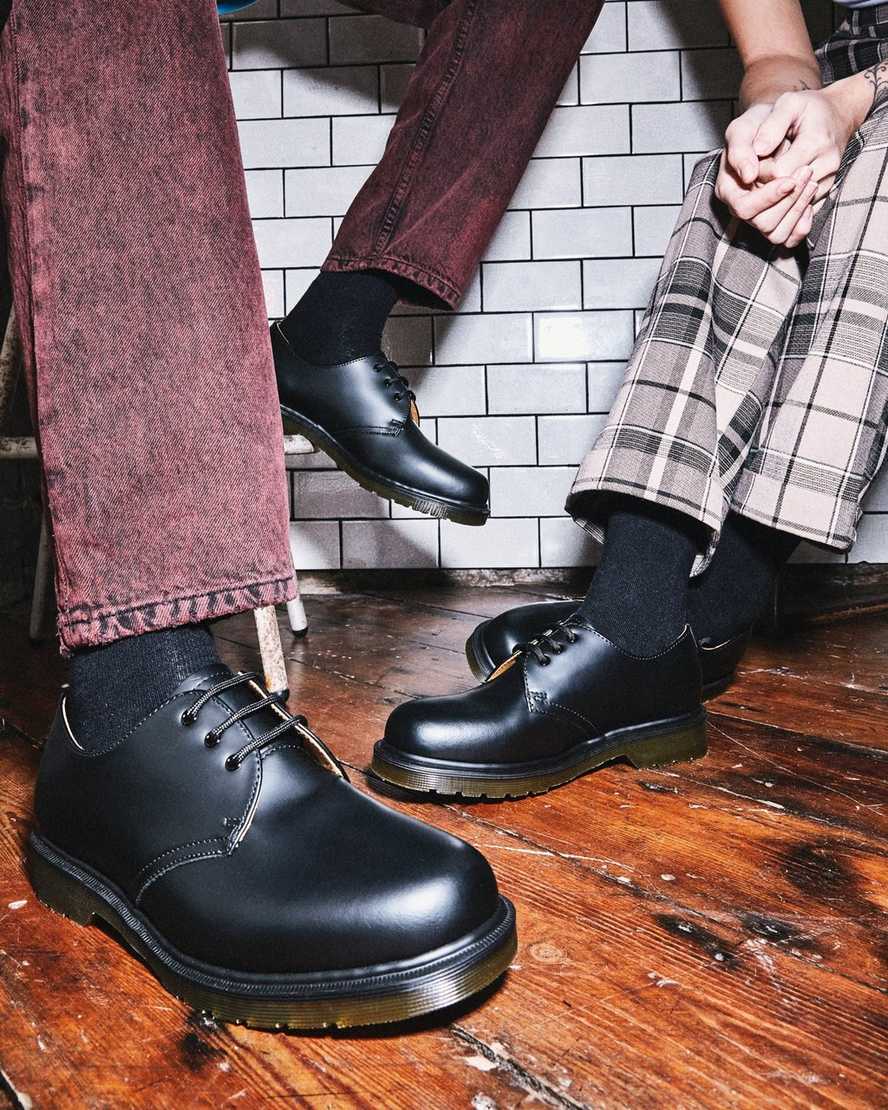 schwarze dr. martens 1461 plain welt glatte herren-oxfordschuhe