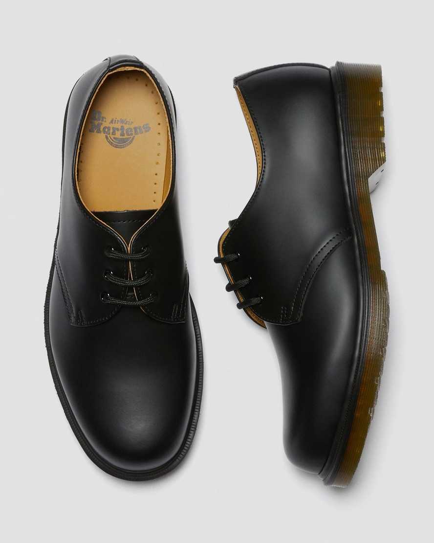 schwarze dr. martens 1461 plain welt glatte herren-oxfordschuhe