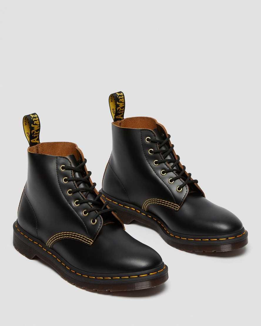 schwarze dr. martens 101 vintage smooth damen-ankle-boots