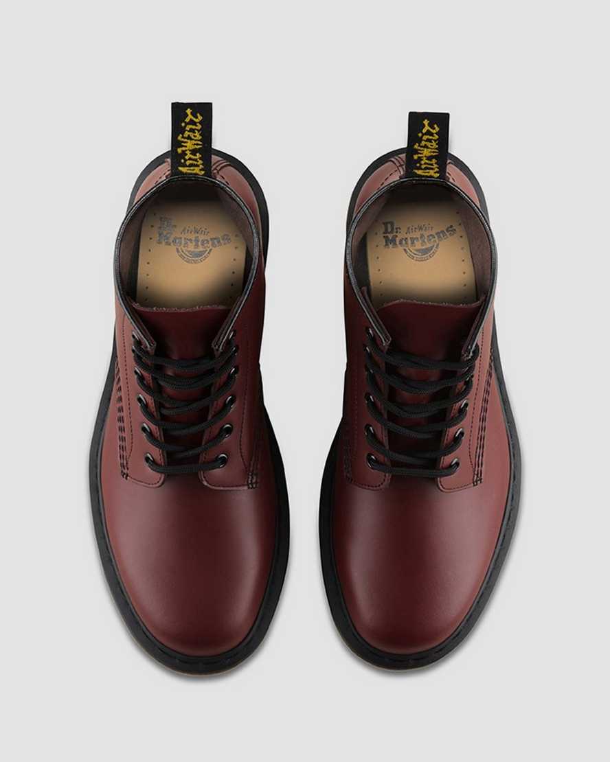 rote dr. martens 101 smooth damen-ankle-boots