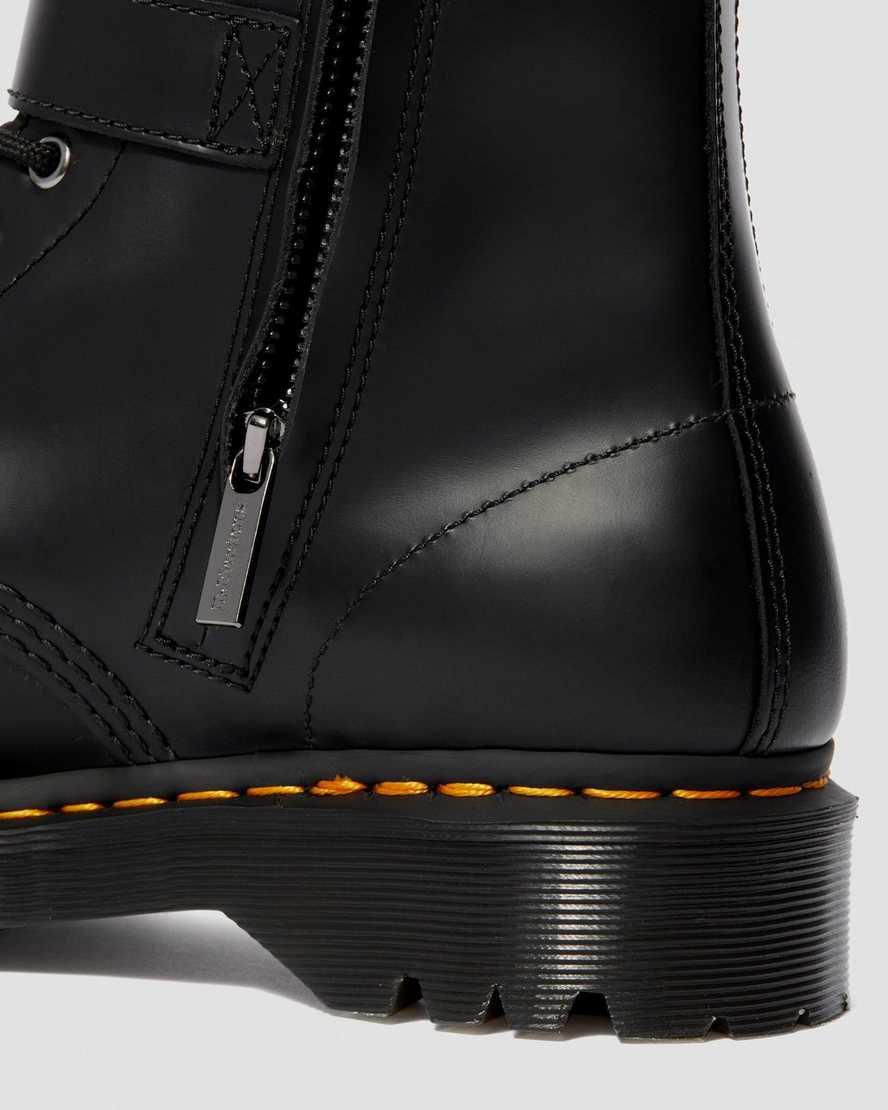 schwarze dr. martens 1460 smooth damen-schnallenstiefel