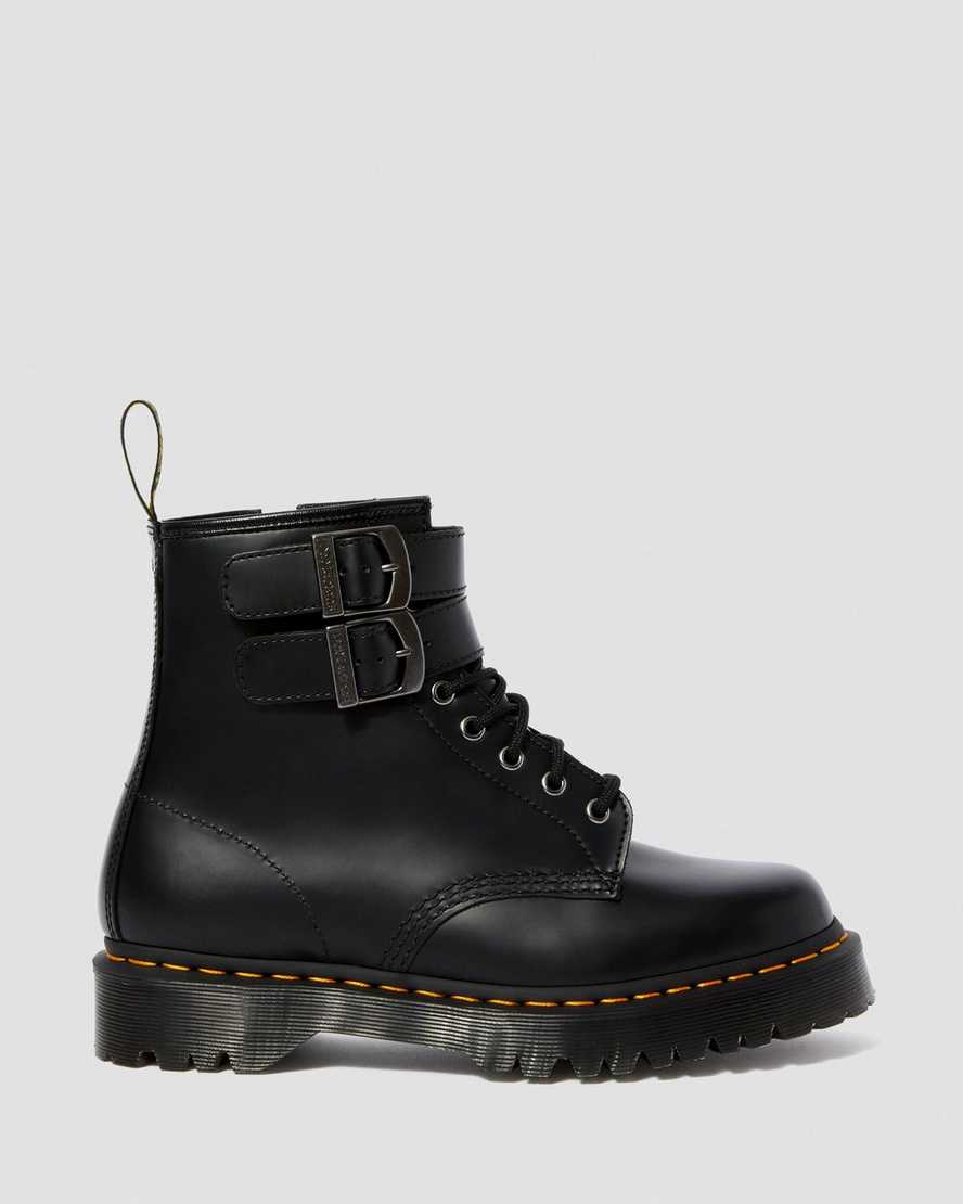 schwarze dr. martens 1460 smooth damen-schnallenstiefel